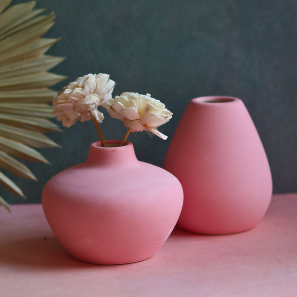 Buy Yelena Orla Ceramic Vase (Pink) - Two Piece Set Vase from Vaaree