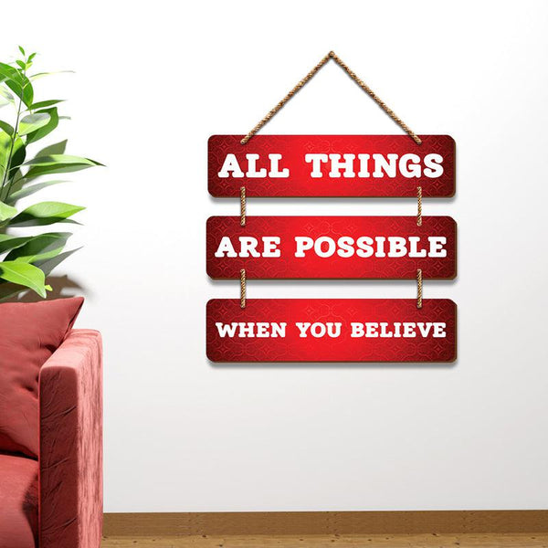 Buy "All Things Are Possible" Motivational Wood Wall Hanging Wall Accents from Vaaree