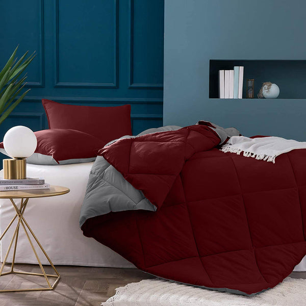 Buy Nihara Reversible Dual Color Glace Cotton Comforter (Maroon & Grey) - 200 GSM Comforters & AC Quilts from Vaaree