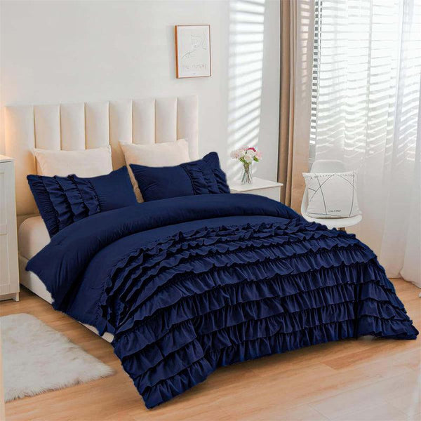 Buy Cozy Ruffles Microfiber King Comforter (Blue) - 150 GSM Comforters & AC Quilts from Vaaree