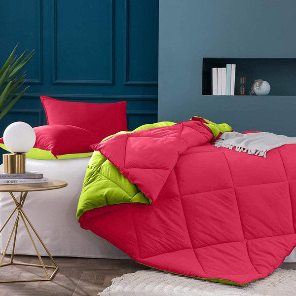 Buy Nihara Reversible Dual Color Glace Cotton Comforter (Green & Pink) - 200 GSM Comforters & AC Quilts from Vaaree