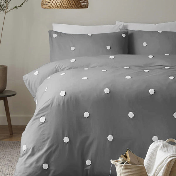 Buy Polka Luxe Microfiber King Comforter (Grey & White) - 150 GSM Comforters & AC Quilts from Vaaree