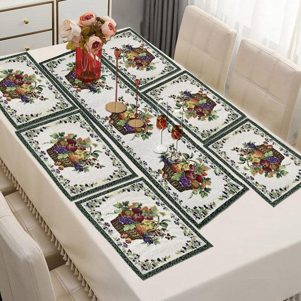 Buy Magne Jacquard Woven Placemat With Runner - Seven Piece Set Table Linen Set from Vaaree