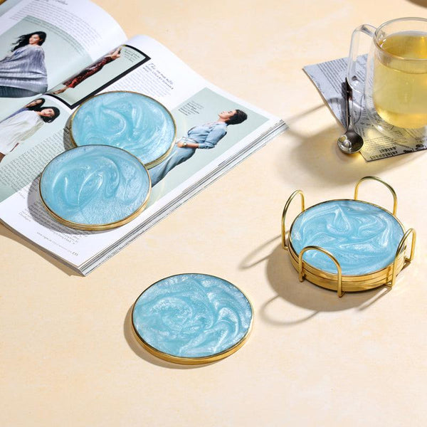 Buy Marina Resin Coaster (Blue) - Set Of Six Coasters from Vaaree