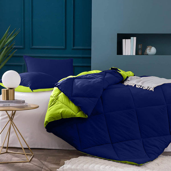 Buy Nihara Reversible Dual Color Glace Cotton Comforter (Green & Dark Blue) - 200 GSM Comforters & AC Quilts from Vaaree