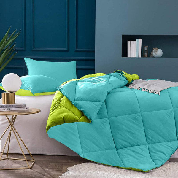 Buy Nihara Reversible Dual Color Glace Cotton Comforter (Green & Blue) - 200 GSM Comforters & AC Quilts from Vaaree