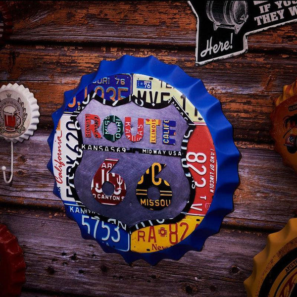 Buy Route 66 Number Plate Design Bottle Cap Wall Accent Wall Accents from Vaaree