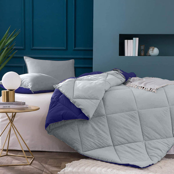 Buy Nihara Reversible Dual Color Glace Cotton Comforter (Grey & Dark Blue) - 200 GSM Comforters & AC Quilts from Vaaree