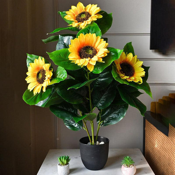 Buy Faux Everlasting Sunflower Plant With Pot - 2.5 Feet Artificial Plants from Vaaree