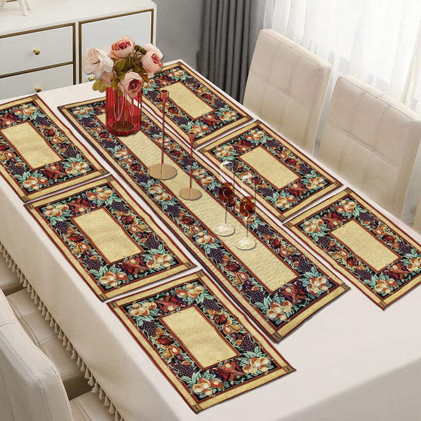 Buy Adia Jacquard Woven Placemat With Runner - Seven Piece Set Table Linen Set from Vaaree