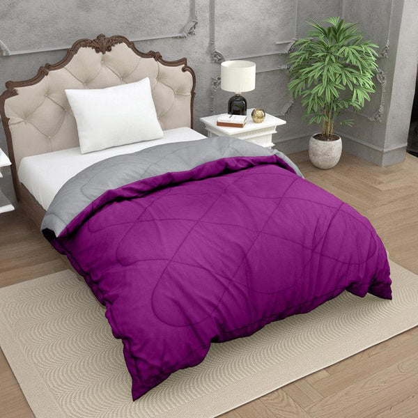 Buy Nihara Reversible Dual Color Glace Cotton Comforter (Purple & Grey) - 200 GSM Comforters & AC Quilts from Vaaree