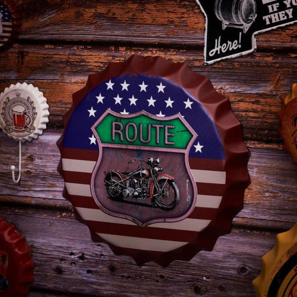 Buy Route 66 Us Flag Bottle Cap Wall Accent Wall Accents from Vaaree