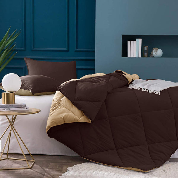 Buy Nihara Reversible Dual Color Glace Cotton Comforter (Brown & Beige) - 200 GSM Comforters & AC Quilts from Vaaree