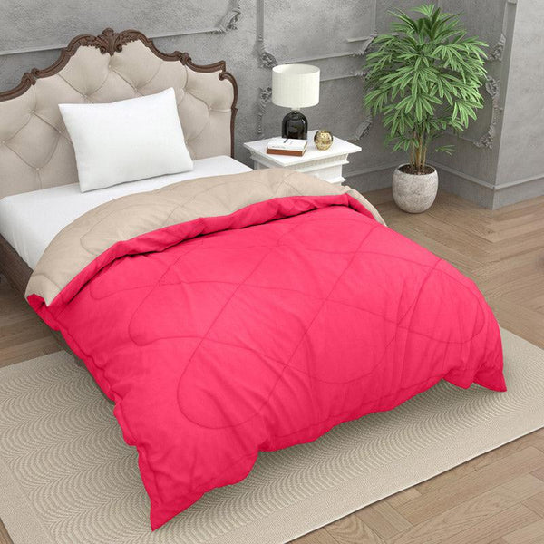 Buy Nihara Reversible Dual Color Glace Cotton Comforter (Beige & Pink) - 200 GSM Comforters & AC Quilts from Vaaree