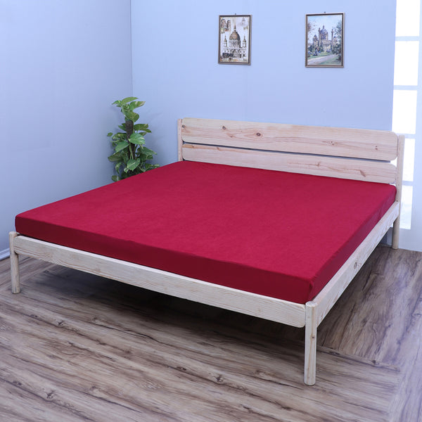 Buy Thalia Terry Cotton Solid Mattress Protector - Maroon Mattress Protector from Vaaree