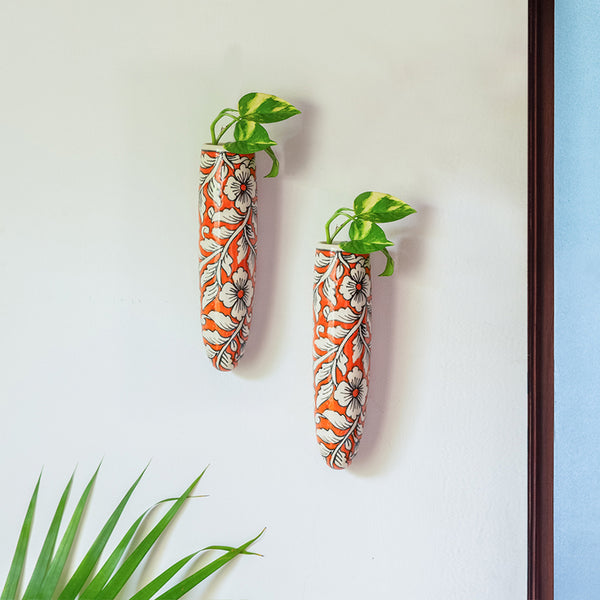 Buy Dastan-E-Phool Handpainted Ceramic Wall Planter - Set Of Two Pots & Planters from Vaaree