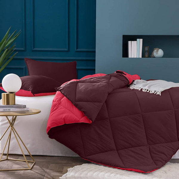 Buy Nihara Reversible Dual Color Glace Cotton Comforter (Maroon & Red) - 200 GSM Comforters & AC Quilts from Vaaree