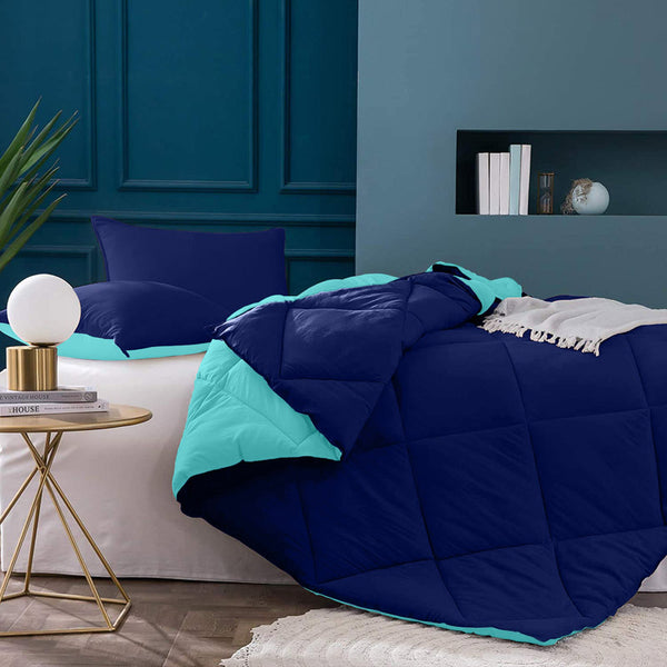 Buy Nihara Reversible Dual Color Glace Cotton Comforter (Dark Blue & Light Blue) - 200 GSM Comforters & AC Quilts from Vaaree