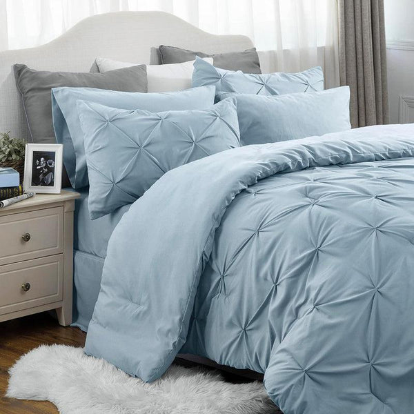 Buy Plush Pleats Microfiber King Comforter (Sky Blue) - 300 GSM Comforters & AC Quilts from Vaaree