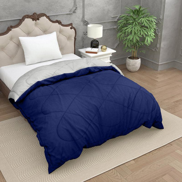 Buy Nihara Reversible Dual Color Glace Cotton Comforter (Blue & Ivory) - 200 GSM Comforters & AC Quilts from Vaaree