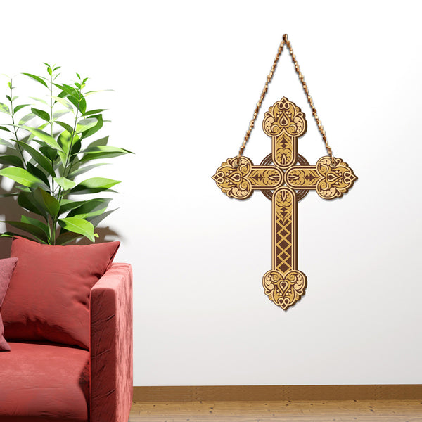 Buy Holy Gilded Cross Wood Wall Hanging Wall Accents from Vaaree