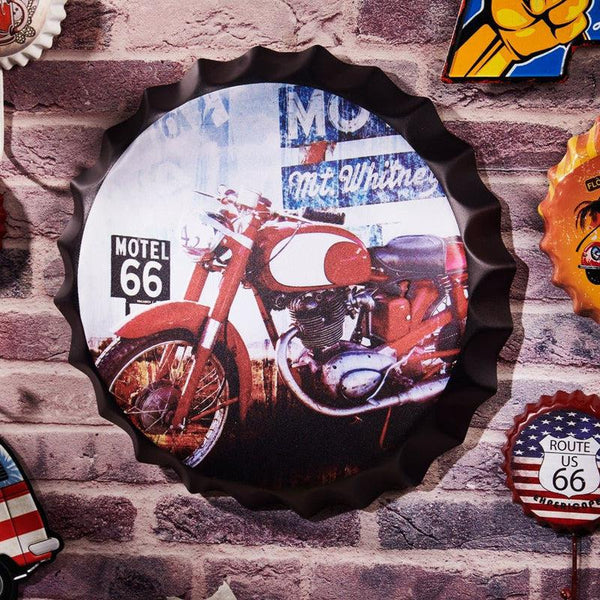 Buy Motor Red Motel 66 Bottle Cap Wall Accent Wall Accents from Vaaree