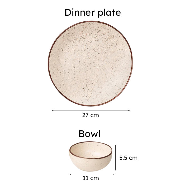Kestha Elegant Beige Ceramic Dining Set - 12-Piece Dinnerware Collection - 6