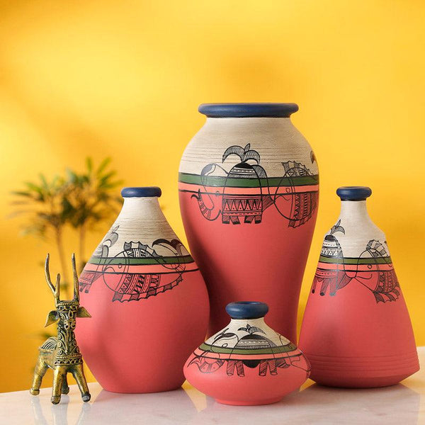 Buy Rabail Handpainted Terracotta Vase - Three Piece Set Vase from Vaaree