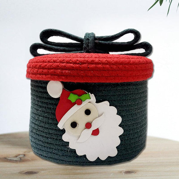 Buy Santa's Bin Cotton Christmas Storage Basket - Green & Red Storage Basket from Vaaree