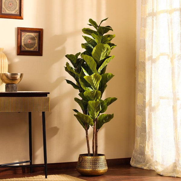 Buy Faux Realistic Fiddle Leaf Fig Plant With Pot - 4.6 Feet Artificial Plants from Vaaree