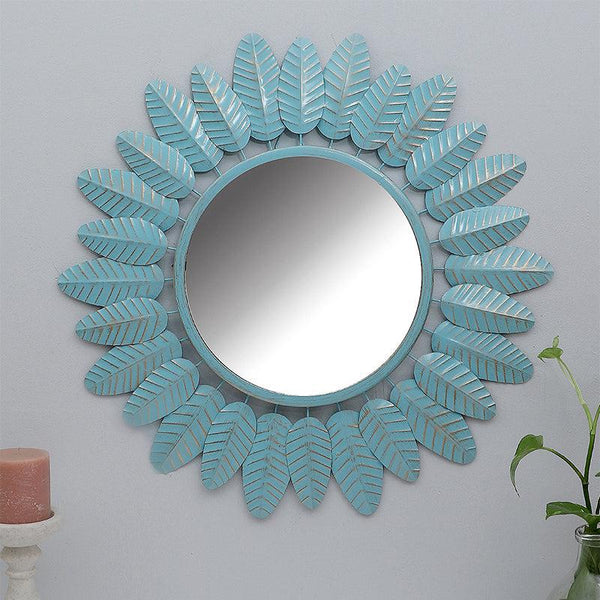 Buy Eleya Bloom Wall Mirror - Blue Wall Mirror from Vaaree