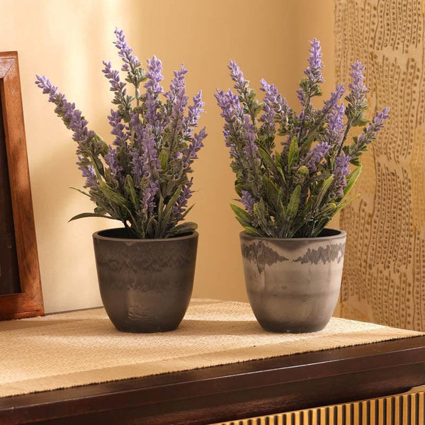 Buy Artificial Purple Lavender Plant With Pot (Set Of Two) - 1 Feet Artificial Plants from Vaaree