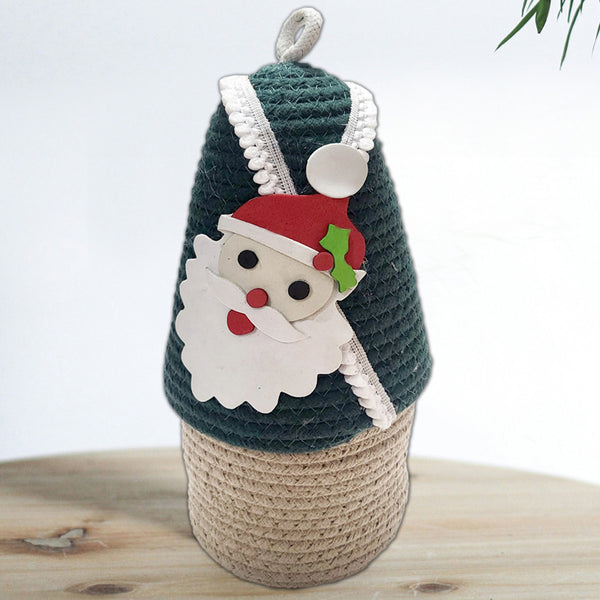 Buy Ho Ho Holder Cotton Christmas Storage Basket - Green Storage Basket from Vaaree