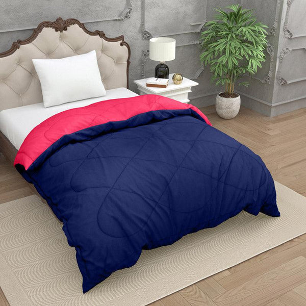 Buy Nihara Reversible Dual Color Glace Cotton Comforter (Dark Blue & Pink) - 200 GSM Comforters & AC Quilts from Vaaree