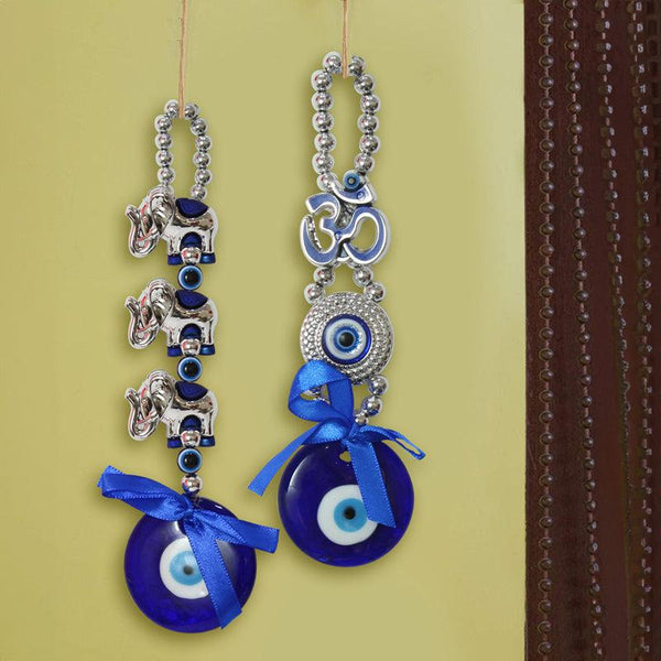 Buy Om & Elephant Evil Eye Wall Hanging - Set Of Two Wall Accents from Vaaree