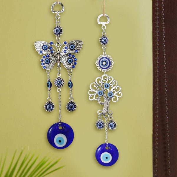 Buy Butterfly & Tree Of Life Evil Eye Wall Hanging - Set Of Two Wall Accents from Vaaree