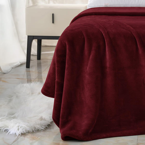 Buy Sarva Solid Knitted Cotton Flannel Blanket (Maroon) - 190 GSM Blankets from Vaaree