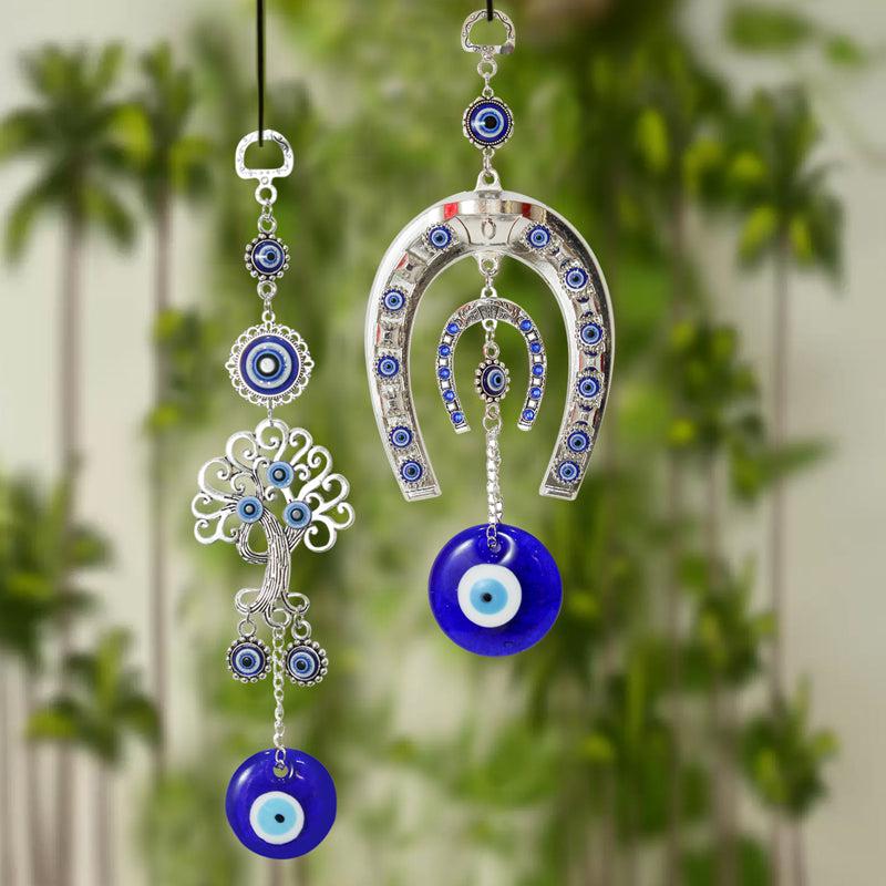 Buy Tree Of Life & Horse Shoe Evil Eye Wall Hanging - Set Of Two Wall Accents from Vaaree