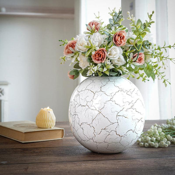 Buy Manva Crackled Ball Vase (White) - Large Vase from Vaaree