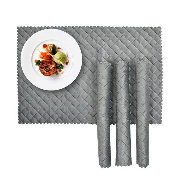 Buy Osric Velvet Quilted Placemat (Grey) - Set Of Six Table Mats from Vaaree