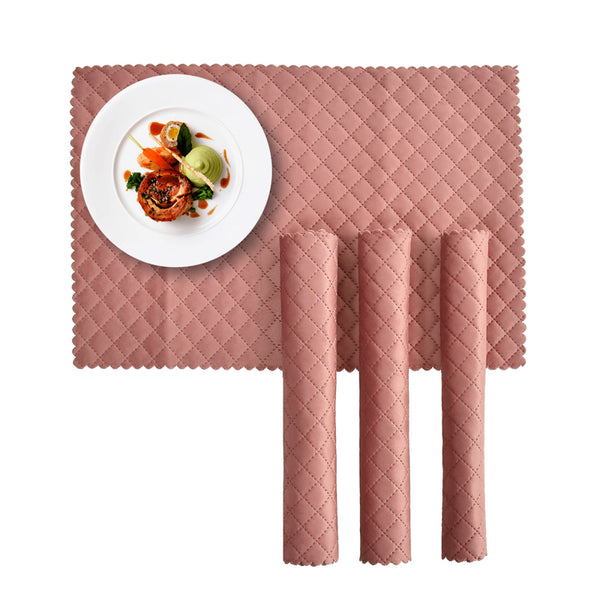 Buy Osric Velvet Quilted Placemat (Rose Pink) - Set Of Six Table Mats from Vaaree