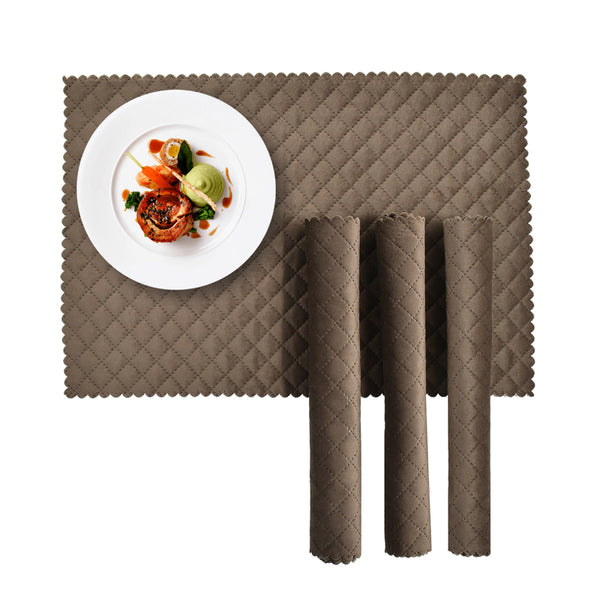 Buy Osric Velvet Quilted Placemat (Brown) - Set Of Six Table Mats from Vaaree