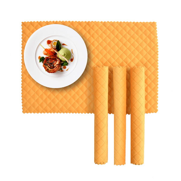 Buy Osric Velvet Quilted Placemat (Yellow) - Set Of Six Table Mats from Vaaree