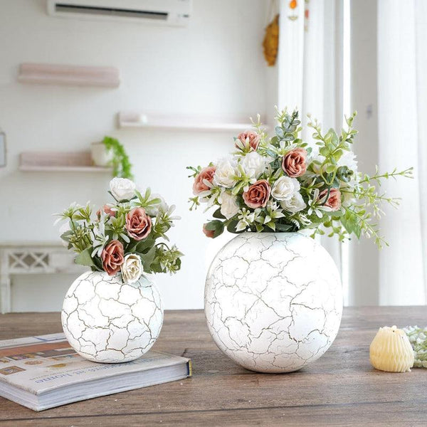 Buy Manva Crackled Ball Vase (White) - Set Of Two Vase from Vaaree