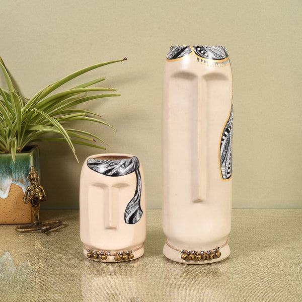 Buy Ilasia Tribal Vase (White) - Set Of Two Vase from Vaaree