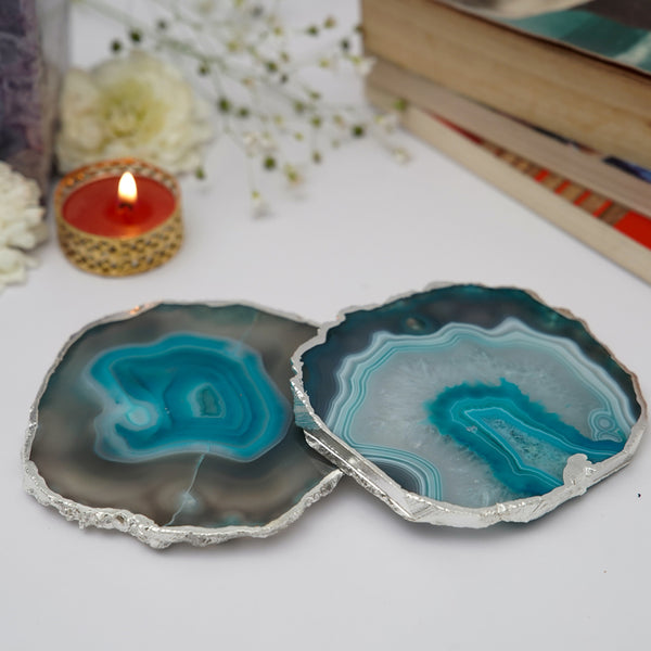 Buy Vesto Brazilian Agate Coaster (Turquoise) - Set Of Two Coasters from Vaaree