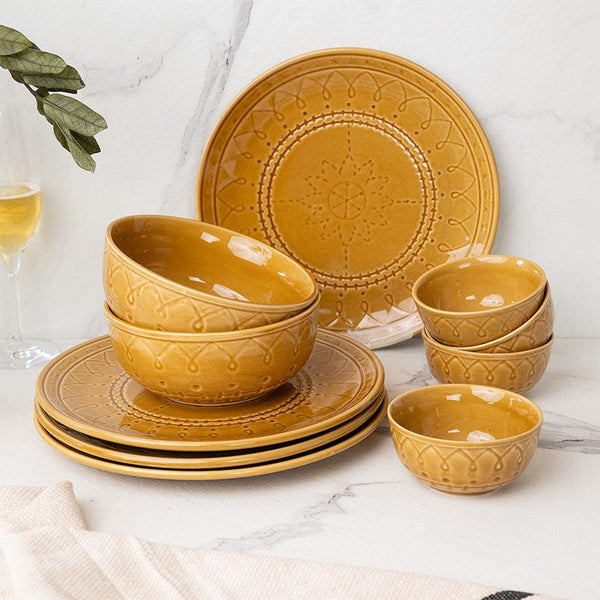 Ekta Dinnerware (Yellow) - Ten Piece Set - 1