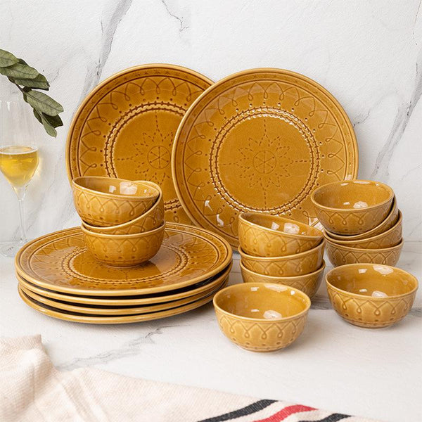 Ekta Dinnerware (Yellow) - Eighteen Piece Set - 1