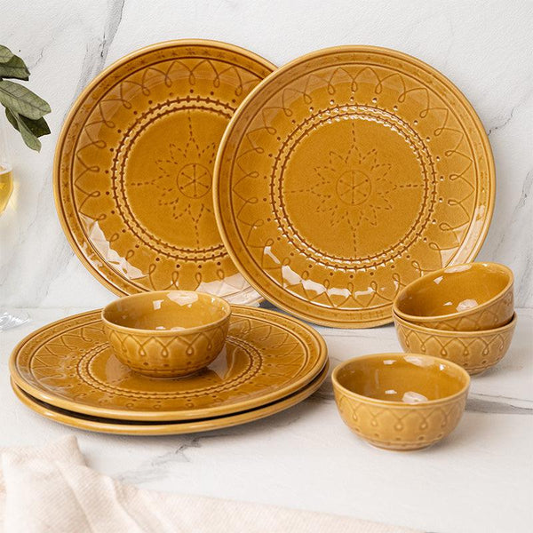 Ekta Dinnerware (Yellow) - Eight Piece Set - 1
