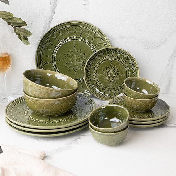 Ekta Dinnerware (Moss Green) - Fourteen Piece Set - 1